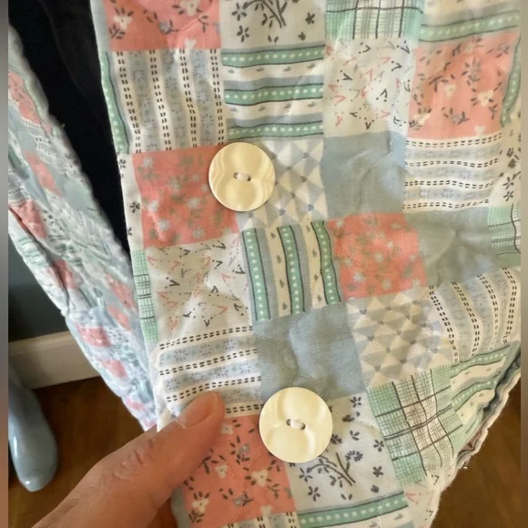 Vintage handmade patchwork Quilted duster Maxi swing coat Jacket sz S-L - Picture 11 of 16